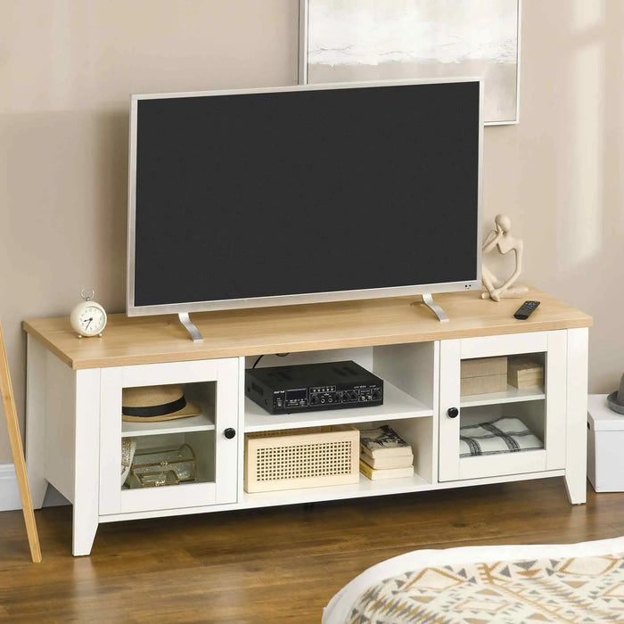 Aosom Homcom Fireplace Tv Stand For Tvs Up To 60 inches, Wood Tv Cabinet W/ Storage Doors Or Living Room, offic in White