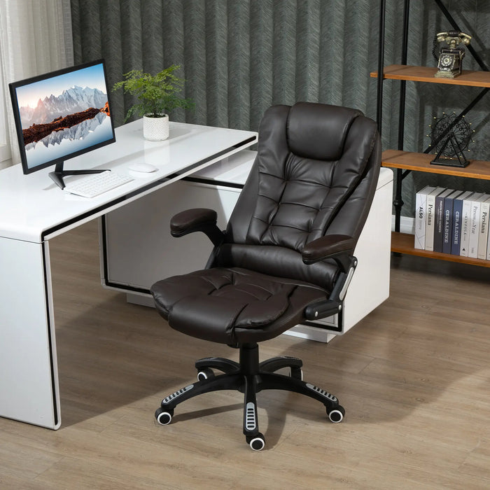 Aosom Vinsetto Executive office Chair High Back Pu Leather Computer Chair, with Swivel Wheels, Arm, Adjustable Height in Brown