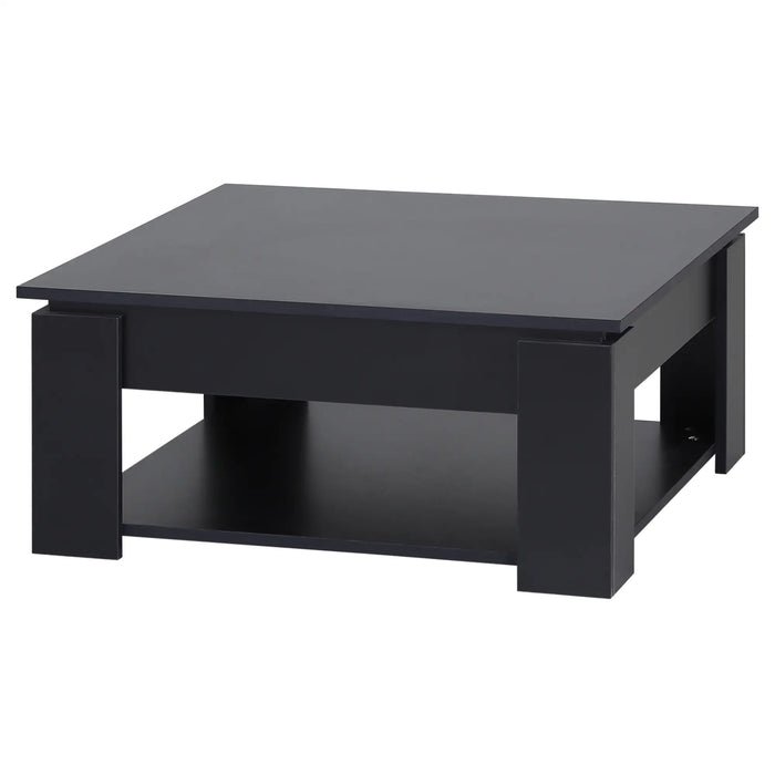 Aosom Homcom 2 Tier Simple Modern Coffee Table Bottom Shelf Living Room in Black