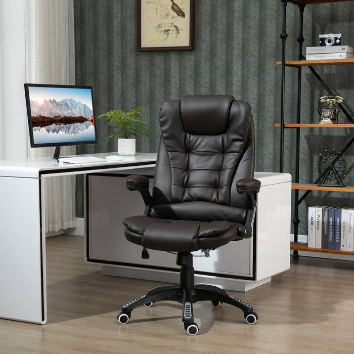 Aosom Vinsetto Executive office Chair High Back Pu Leather Computer Chair, with Swivel Wheels, Arm, Adjustable Height in Brown