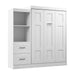 Modubox Edge Full Murphy Bed and Closet Organizer with Drawers (85W) in White