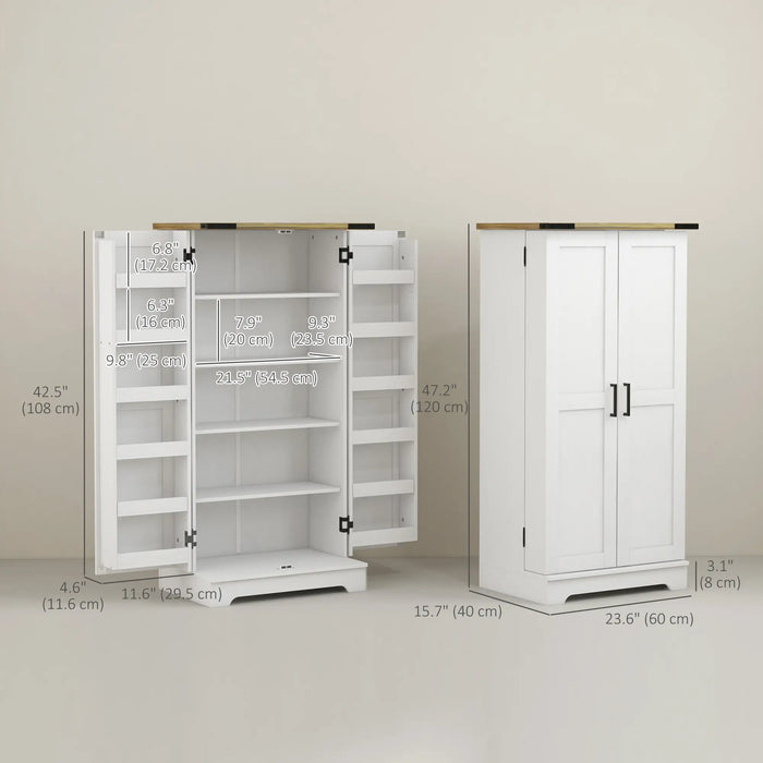 Aosom Homcom Farmhouse Kitchen Pantry Storage Cabinet, Kitchen Pantry Cabinet with Doors and Adjustable Shelves, Cream White