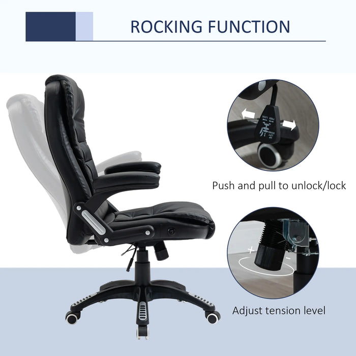 Aosom Vinsetto Executive office Chair High Back Pu Leather Computer Chair, with Swivel Wheels, Arm, Adjustable Height in Black