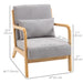 Aosom Homcom Fabric Lounge Chair, Velvet Armchair, Retro Accent Chair with Wood Legs and Thick Padding For Bedroom in Grey