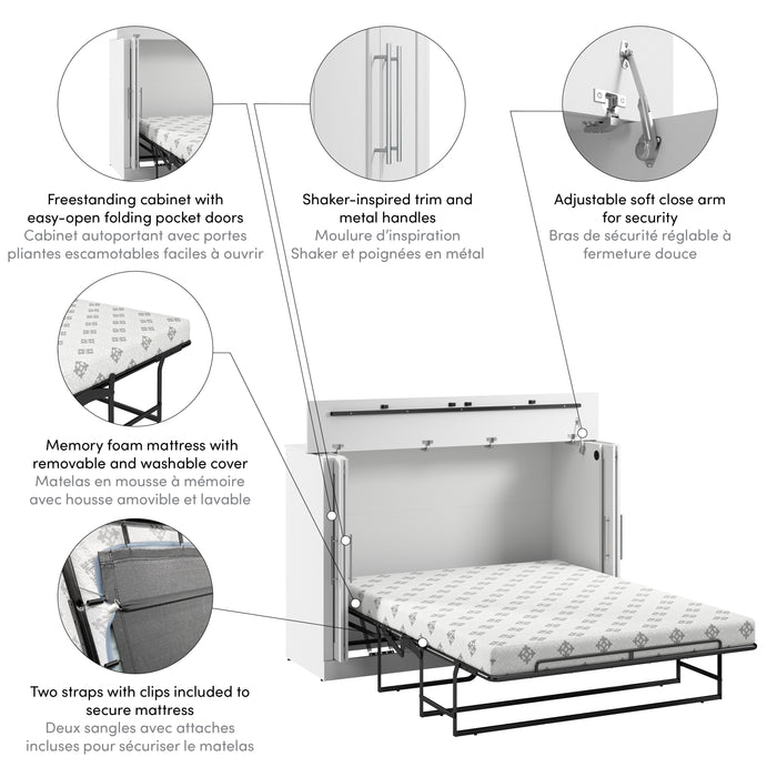 Modubox Pur 75W Queen Cabinet Bed with Matteress in White