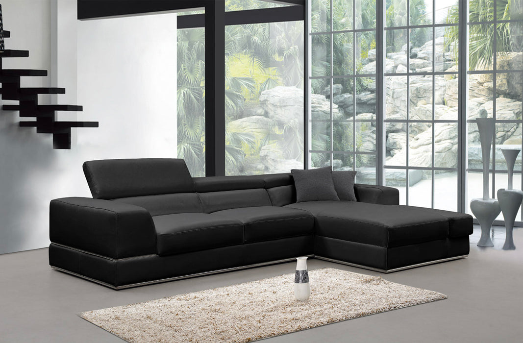 Divani Casa Pella Mini Modern Italian Leather L-Shaped Sectional Sofa - Available in 3 Colours and 2 Configurations