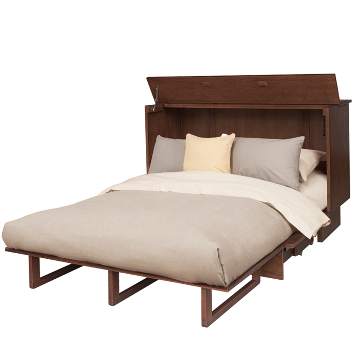 Oslo Queen Size Murphy Cabinet Bed in Brown and White