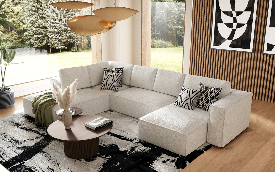 VIG Furnitur Divani Casa Lulu - Modern White Fabric Modular Sectional Sofa W/ Left Facing Chaise