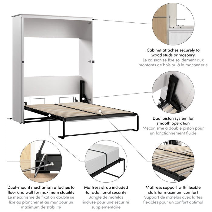 Modubox Key West 63W Full Murphy Bed in Pure White Oak