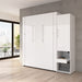 Modubox Avalon High Gloss Queen Murphy Bed and Storage Cabinet with Pull-Out Shelf (87W) in High Gloss White