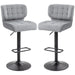 Aosom Homcom Swivel Pu Leather Barstools Set of 2 Adjustable Bar Stools with Footrest Back For Kitchen Counter Dining Room in Grey