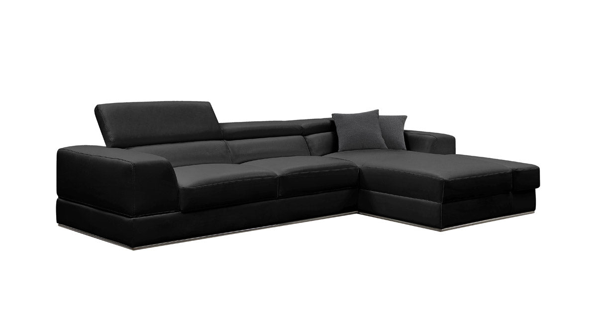 Divani Casa Pella Mini Modern Italian Leather L-Shaped Sectional Sofa - Available in 3 Colours and 2 Configurations