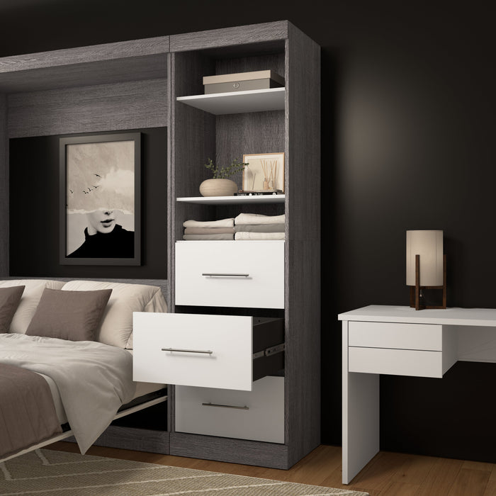 Modubox Nebula 25W Closet Organizer with Drawers in Bark Grey & White