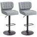 Aosom Homcom Swivel Pu Leather Barstools Set of 2 Adjustable Bar Stools with Footrest Back For Kitchen Counter Dining Room in Grey