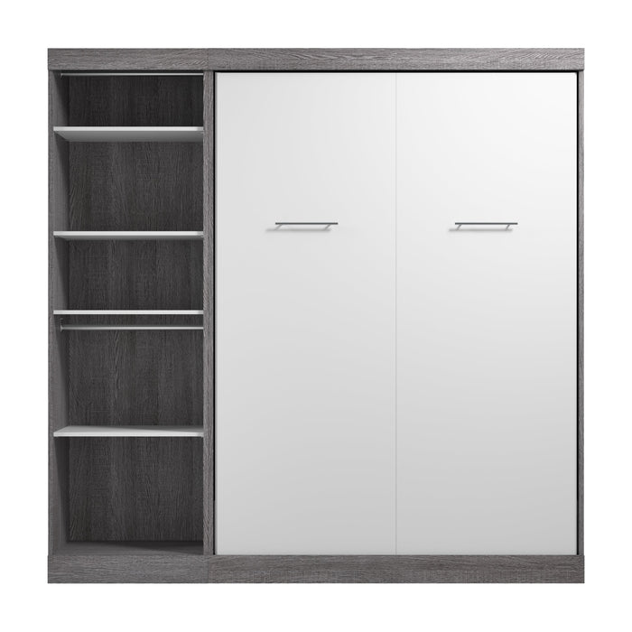 Modubox Nebula Full Murphy Bed with Closet Organizer (84W) in Bark Grey & White