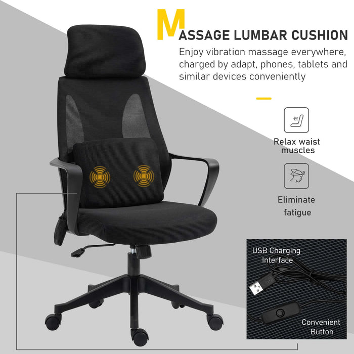 Aosom Vinsetto office Chair High Back, Ergonomic Mesh Computer Chair Executive Task Chair with Massage Lumbar Support & Headrest Rocking