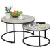 Aosom Homcom Modern Coffee Table Set of 2, Nesting Side Tables W/ Metal Base For Living Room Bedroom offic in Cement Grey