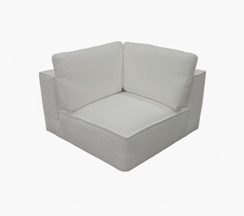 VIG Furnitur Divani Casa Lulu - Modern White Fabric Modular Sectional Sofa W/ Left Facing Chaise