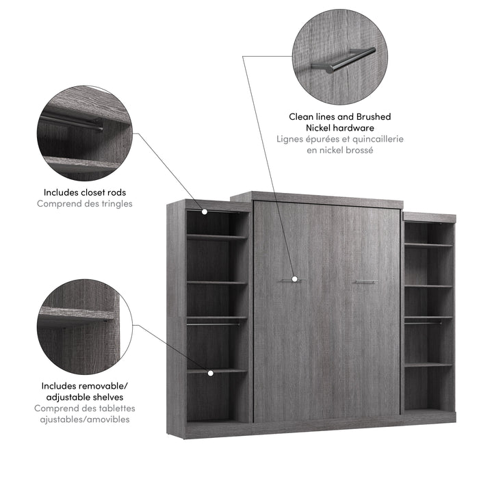 Modubox Nebula Queen Murphy Bed with 2 Closet Organizers (115W) in Bark Grey