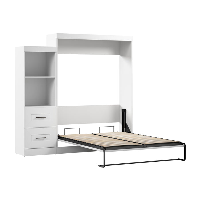 Modubox Edge 91W Queen Murphy Bed and Closet Organizer with Drawers (90W) in White