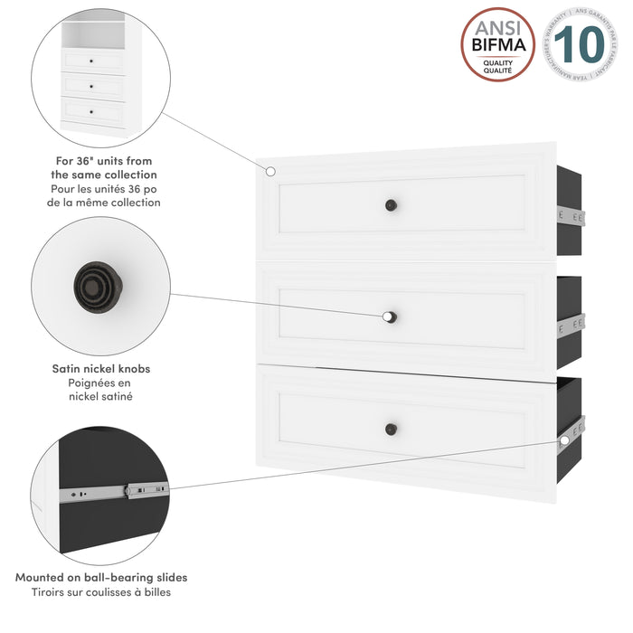 Modubox Versatile 3 Drawer Set For Versatile 36W Closet Organizer in White