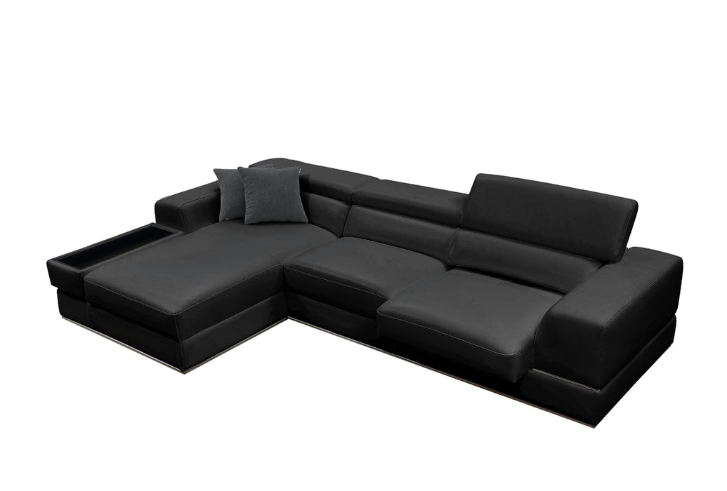 Divani Casa Pella Mini Modern Italian Leather L-Shaped Sectional Sofa - Available in 3 Colours and 2 Configurations