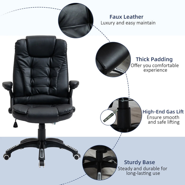 Aosom Vinsetto Executive office Chair High Back Pu Leather Computer Chair, with Swivel Wheels, Arm, Adjustable Height in Black