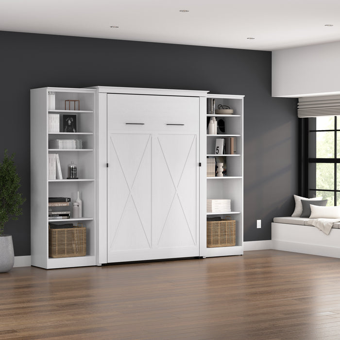 Modubox Key West 111W Full Murphy Bed with Closet Organizers (113W) in Pure White Oak