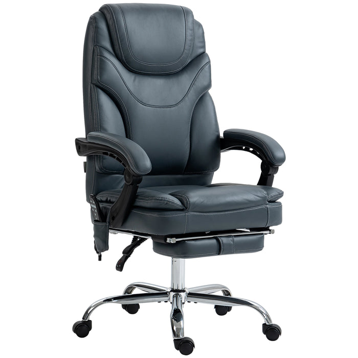 Aosom Vinsetto 6 Point Vibration Massage office Chair, Pu Leather Heated Reclining Computer Chair with Footrest in Grey