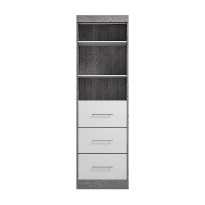 Modubox Nebula 25W Closet Organizer with Drawers in Bark Grey & White