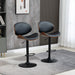 Aosom Homcom Bar Stools Set of 2, Modern Pu Leather Adjustable Swivel Barstools with Curved Back, Footrest and Steel Base in Black