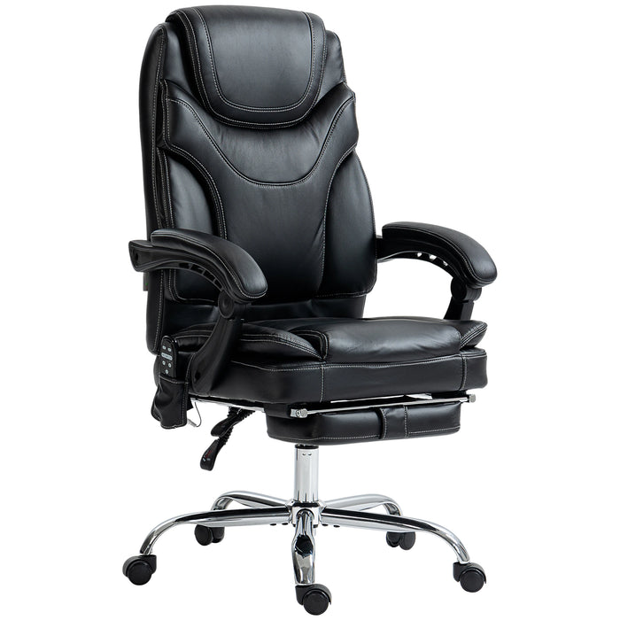 Aosom Vinsetto 6 Point Vibration Massage office Chair, Pu Leather Heated Reclining Computer Chair with Footrest in Black