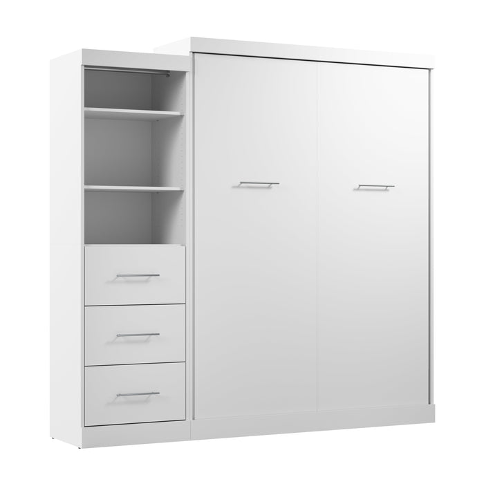 Modubox Nebula Queen Murphy Bed and Closet Organizer with Drawers (90W) in White