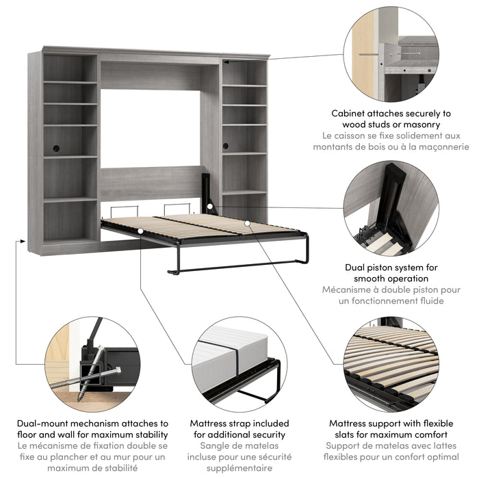 Versatile Full Murphy Wall Bed and 2 Storage Units - Available in 3 Colours