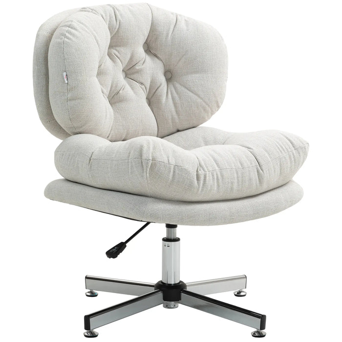 Aosom Homcom Computer Desk Chair, Armless office Chair with Wide Padded Seat and Adjustable Heig in Cream White