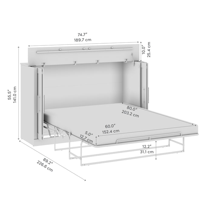 Modubox Pur 75W Queen Cabinet Bed with Matteress in White