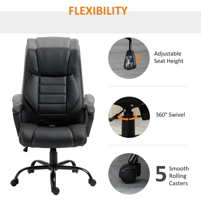 Aosom Vinsetto Massage office Chair, High Back Executive office Chair with 6-Point Vibration, Adjustable Height, Swivel Seat and Rocking Function in Black