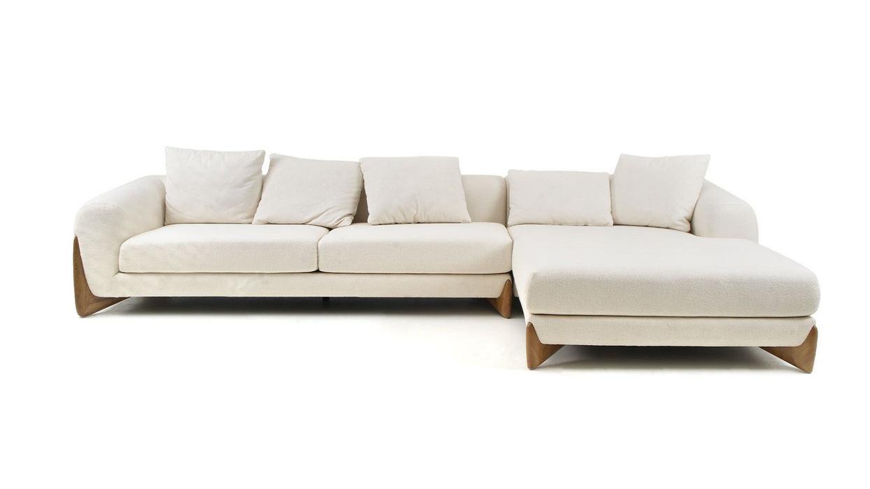 VIG Furnitur Modrest Fleury - Contemporary Cream Fabric and Walnut Laf Sectional Sofa