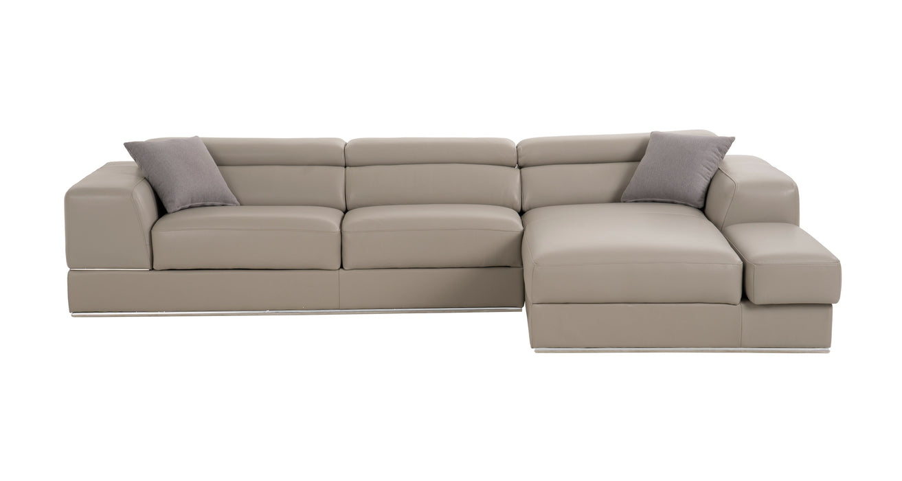 VIG Furnitur Divani Casa Pella Mini - Modern Grey Italian Leather Left Facing Sectional Sofa