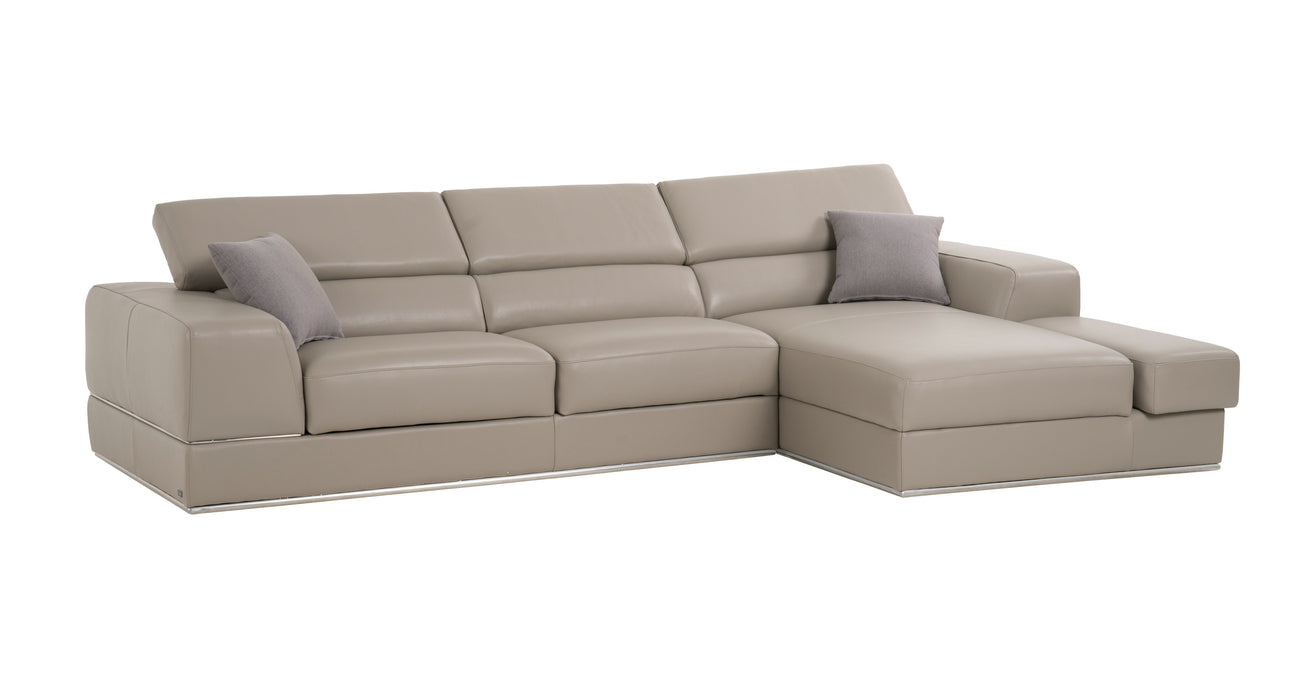 VIG Furnitur Divani Casa Pella Mini - Modern Grey Italian Leather Left Facing Sectional Sofa