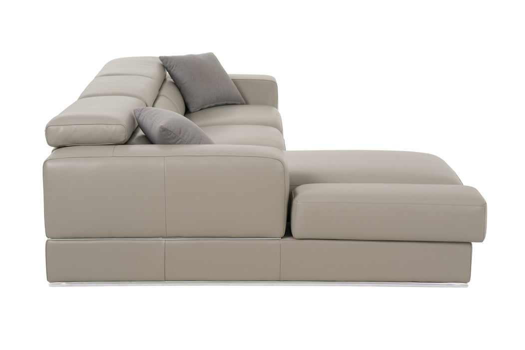 VIG Furnitur Divani Casa Pella Mini - Modern Grey Italian Leather Left Facing Sectional Sofa