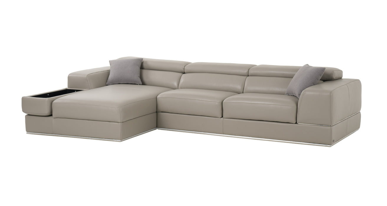 VIG Furnitur Divani Casa Pella Mini - Modern Grey Italian Leather Left Facing Sectional Sofa