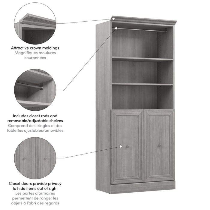 Modubox Versatile 36W Closet Organizer with Doors in Platinum Grey