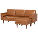 Aosom Homcom Faux Leather Sectional Sofa Couch L-Shaped Corner Sofa Set with Footstool and 2 Bolster Pillows in Brown