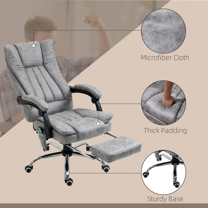 Aosom Vinsetto office Chair 6-Point Vibration Massage Chair Micro Fibre Recliner with Retractable Footrest in Grey