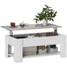 Aosom Homcom Lift Top Coffee Table with Hidden Storage Compartment and Open Shelf, Centre Table For Living Room in White