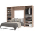 Modubox Cielo Full Murphy Bed with 2 Closet Organizers (119W) in Rustic Brown & White