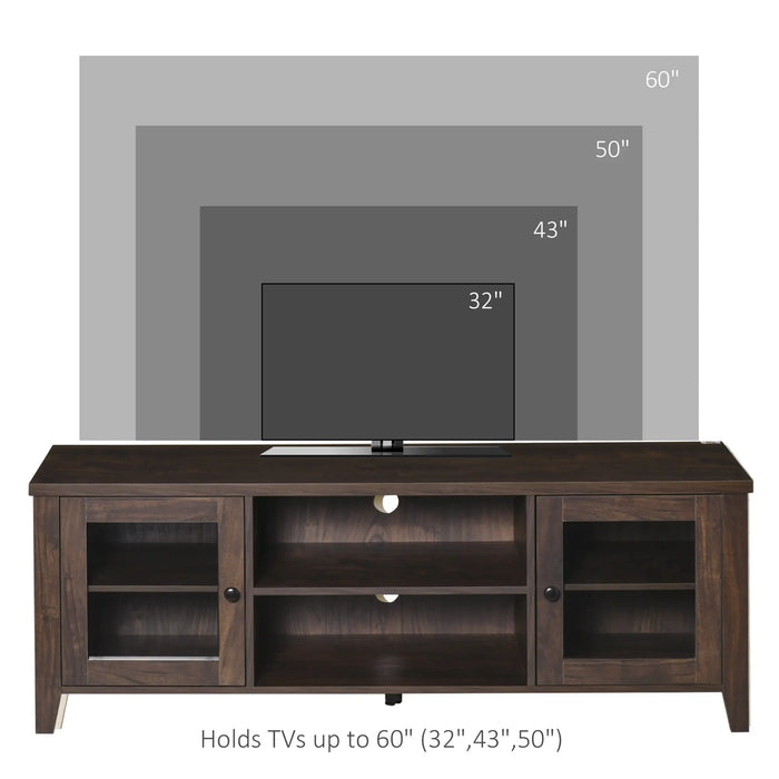 Aosom Homcom Fireplace Tv Stand For Tvs Up To 60 inches, Wood Tv Cabinet W/ Storage Doors Or Living Room, offic in Coffee