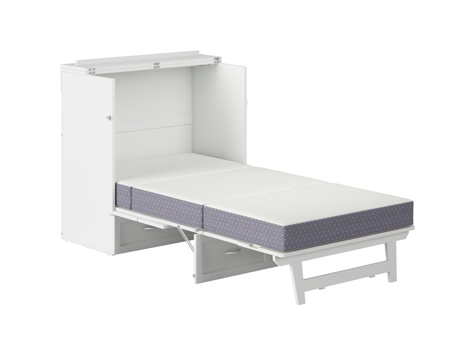 AFI Furnishings Afi Northfield Size Murphy Bed Chest with 6" Matteress, Storage Drawer, & Built-in Charger Twin XL siz in White