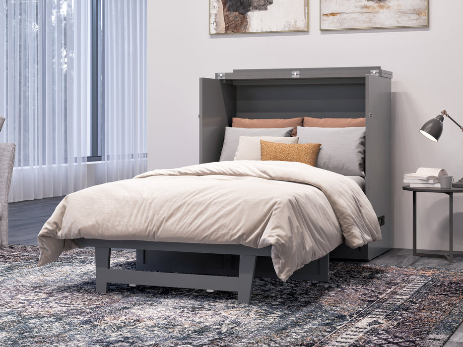 AFI Furnishings Afi Northfield Size Murphy Bed Chest with 6" Matteress, Storage Drawer, & Built-in Charger Twin XL siz in Grey